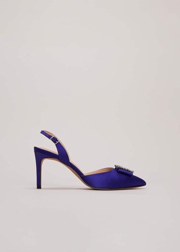 Phase Eight Blue Satin Embellished Slingback Heels Blue Canada | KANDJX-819